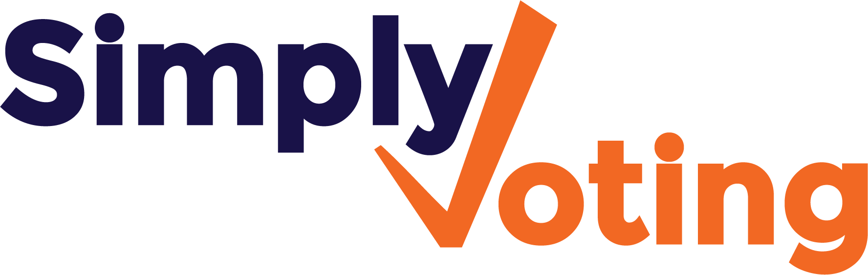 Stylized "V" in "voting" to resemble a check mark