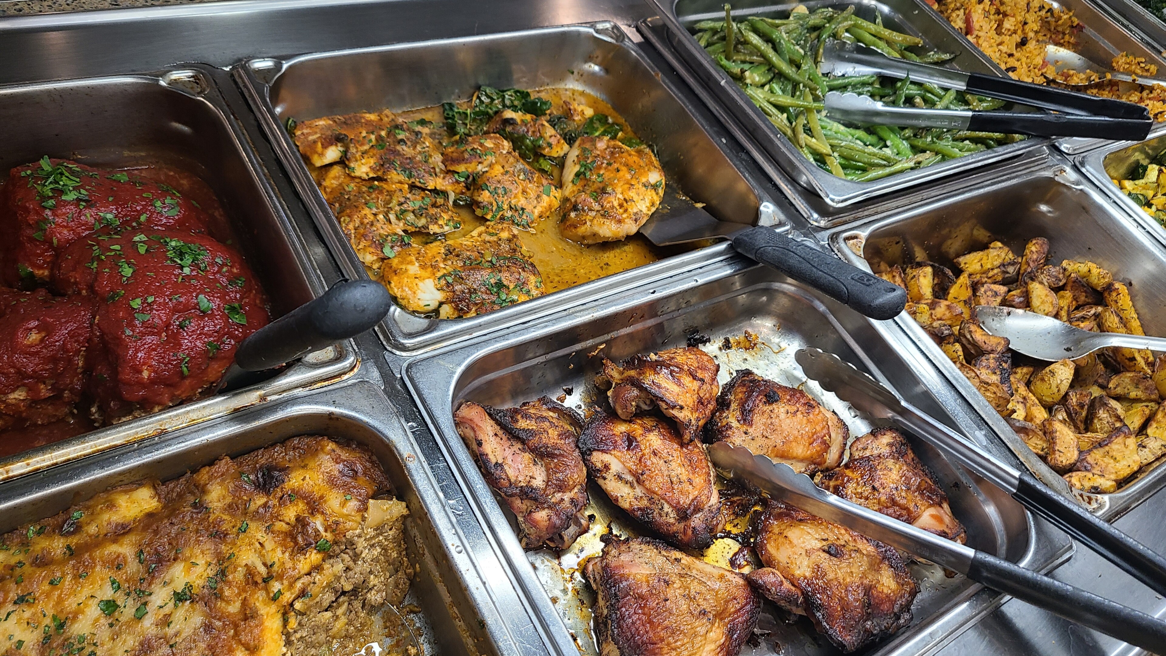 hot food bar with various items