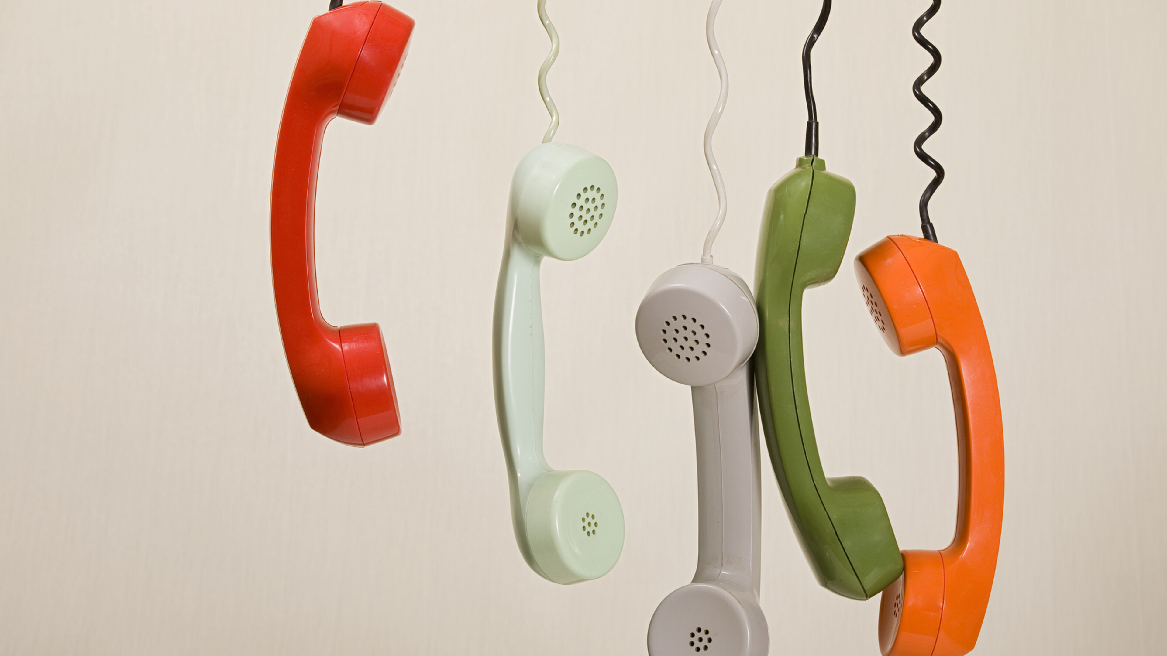 dangling phone recievers in various colors