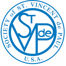 St Vincent de Paul logo. A circle with the letters "S T V de P" inside the circle, with the full name of the organization outside of that. I'm no Wikipedia but this thing looks from the early 1900's.