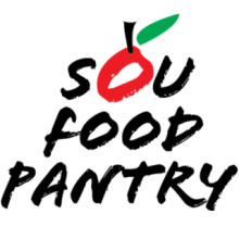 Text "SOU Food Pantry" in a brushed style, with the "O" in "SOU" stylized as a red apple.