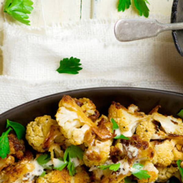 Roasted Cauliflower with Spicy Tahini Sauce