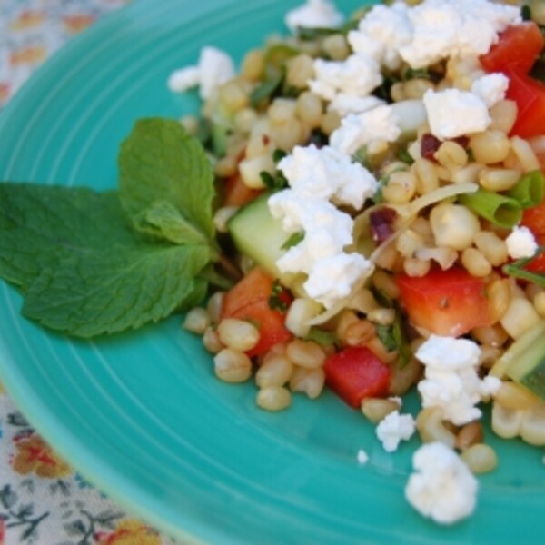 wheat berry salad on a plate