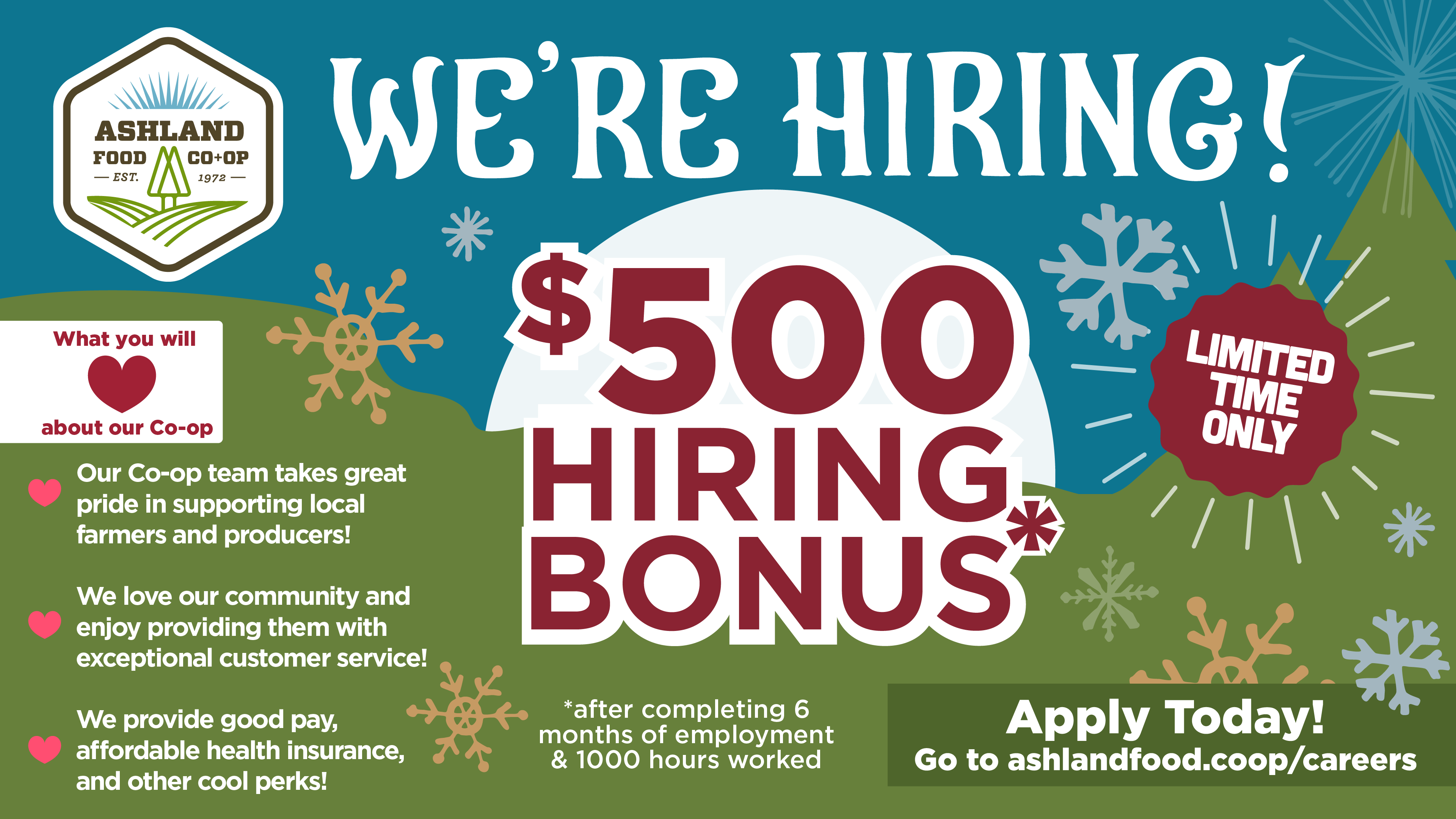 We're Hiring! Ask about the $500 Hiring Bonus!