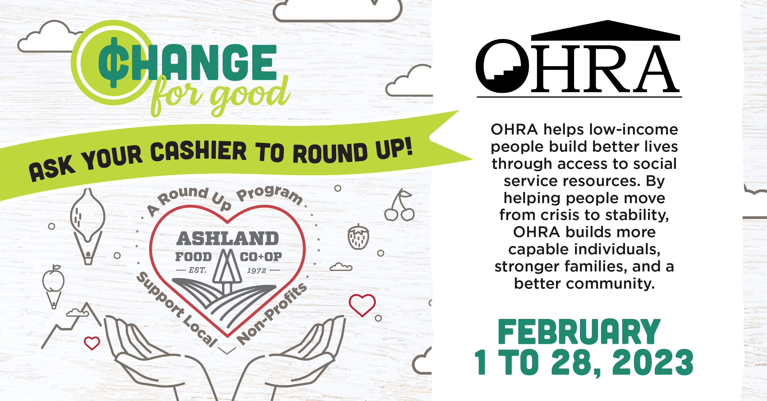 OHRA is February's Change for Good partner!